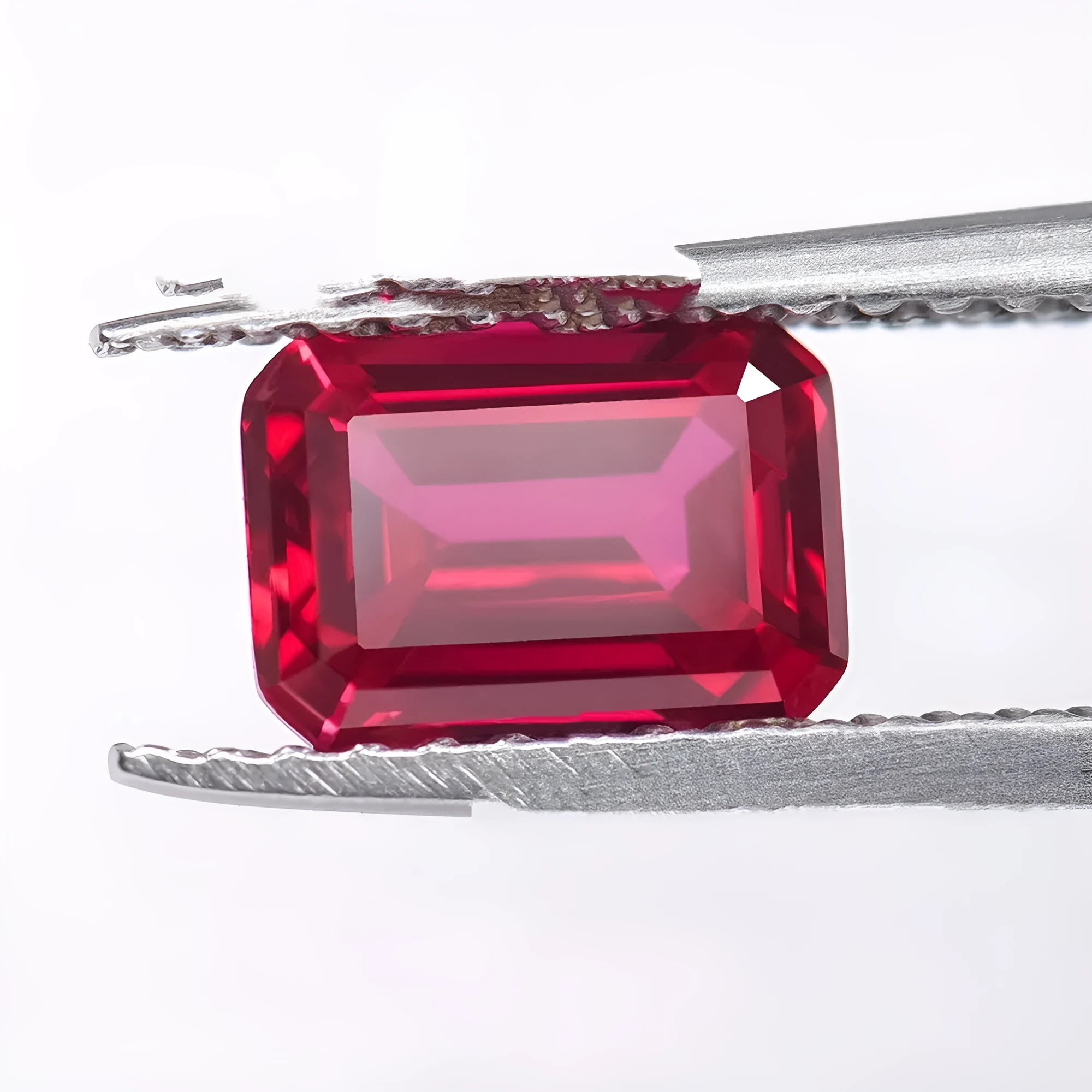 Lab-cultivated ruby gemstones in various cuts and carat weights for decorative use