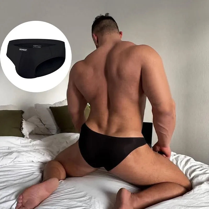 Men's low waist solid colour breathable underwear briefs with seamless construction