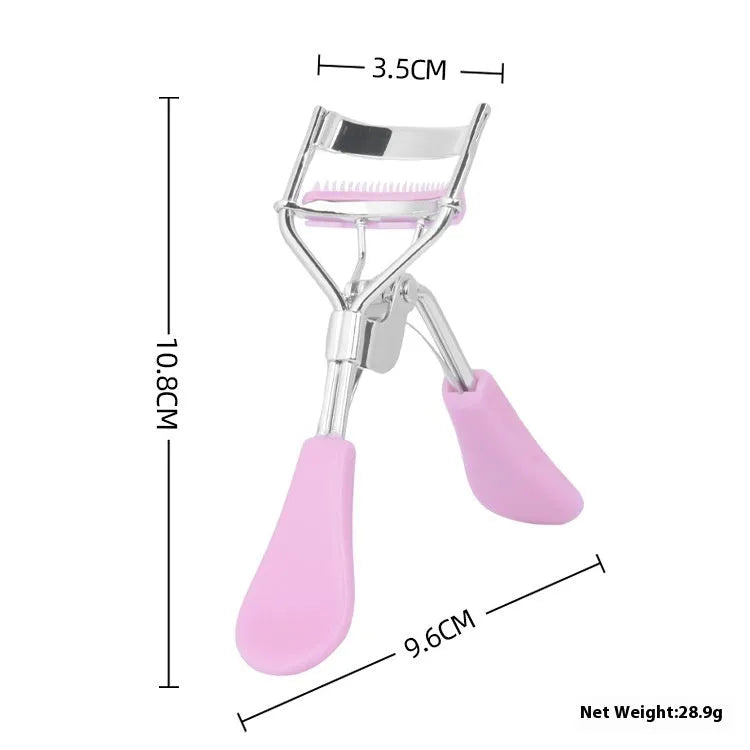 A4 with comb eyelash curler in black with ribbon comb detail, carbon steel and ABS construction