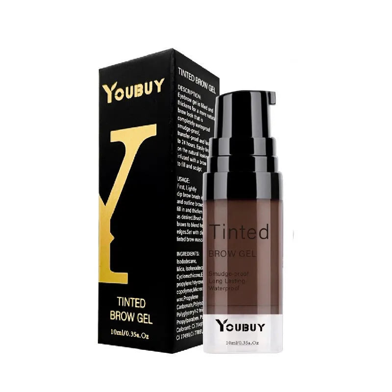 Waterproof eyebrow cream with quick-drying formula in dark grey and golden yellow shades