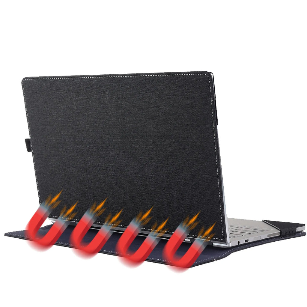 Black imitation leather protective laptop sleeve with Chinese style bracket design