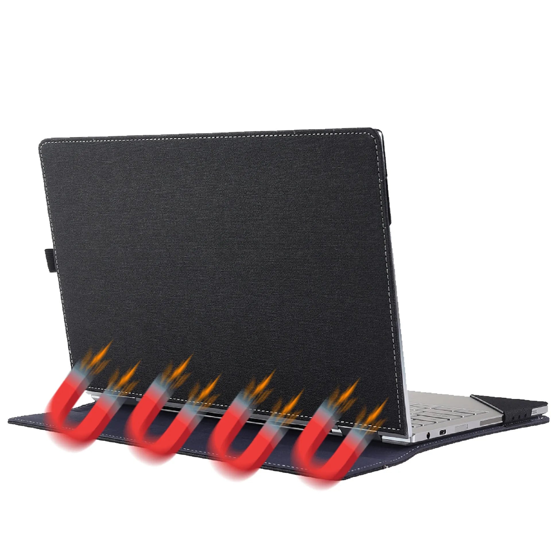 Black imitation leather protective laptop sleeve with Chinese style bracket design