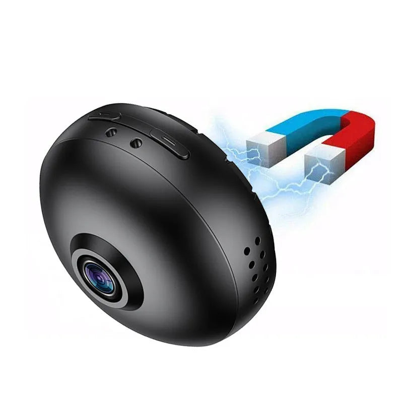 White or black indoor wireless WiFi surveillance camera with a 3.6mm lens for 1080p HD video.