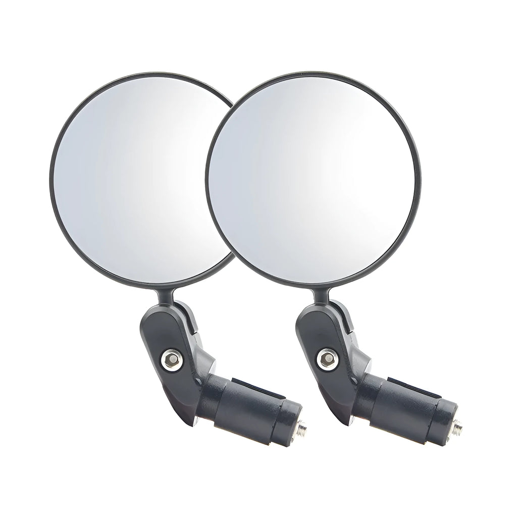 Black foldable convex rearview mirror showing 7cm reflector and adjustable stem.