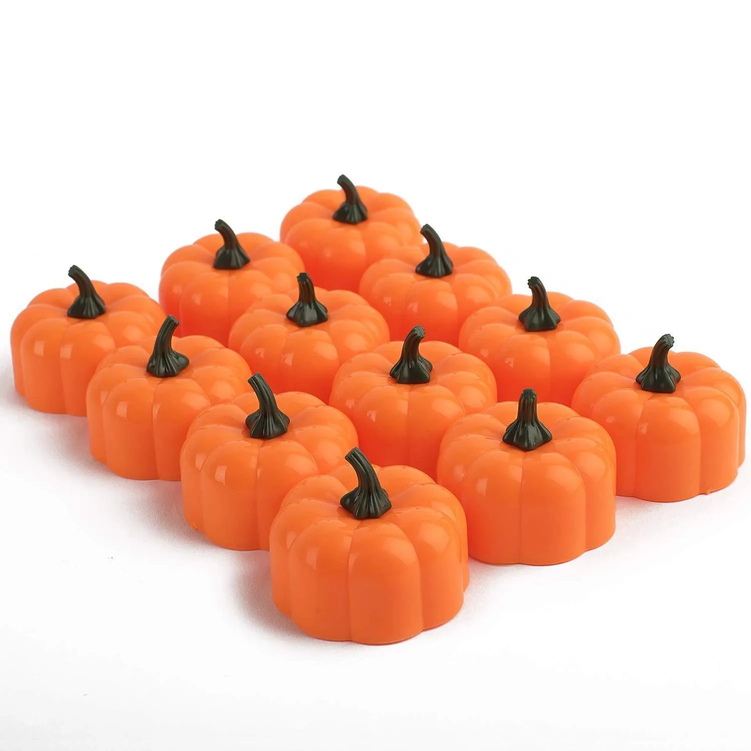 Yellow LED pumpkin light 4.9 cm Christmas decoration electronic candle 12-pack on table