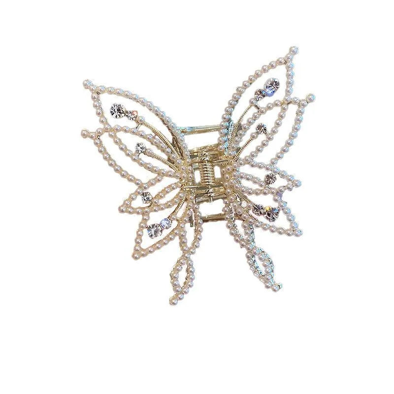 Butterfly decorative barrette hair clip for women in alloy with electroplated finish