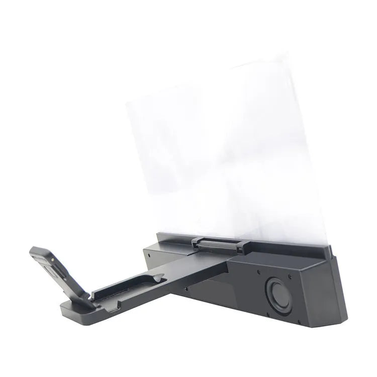 12-inch mobile phone screen amplifier with acrylic lens and ABS housing, showing phone placement.