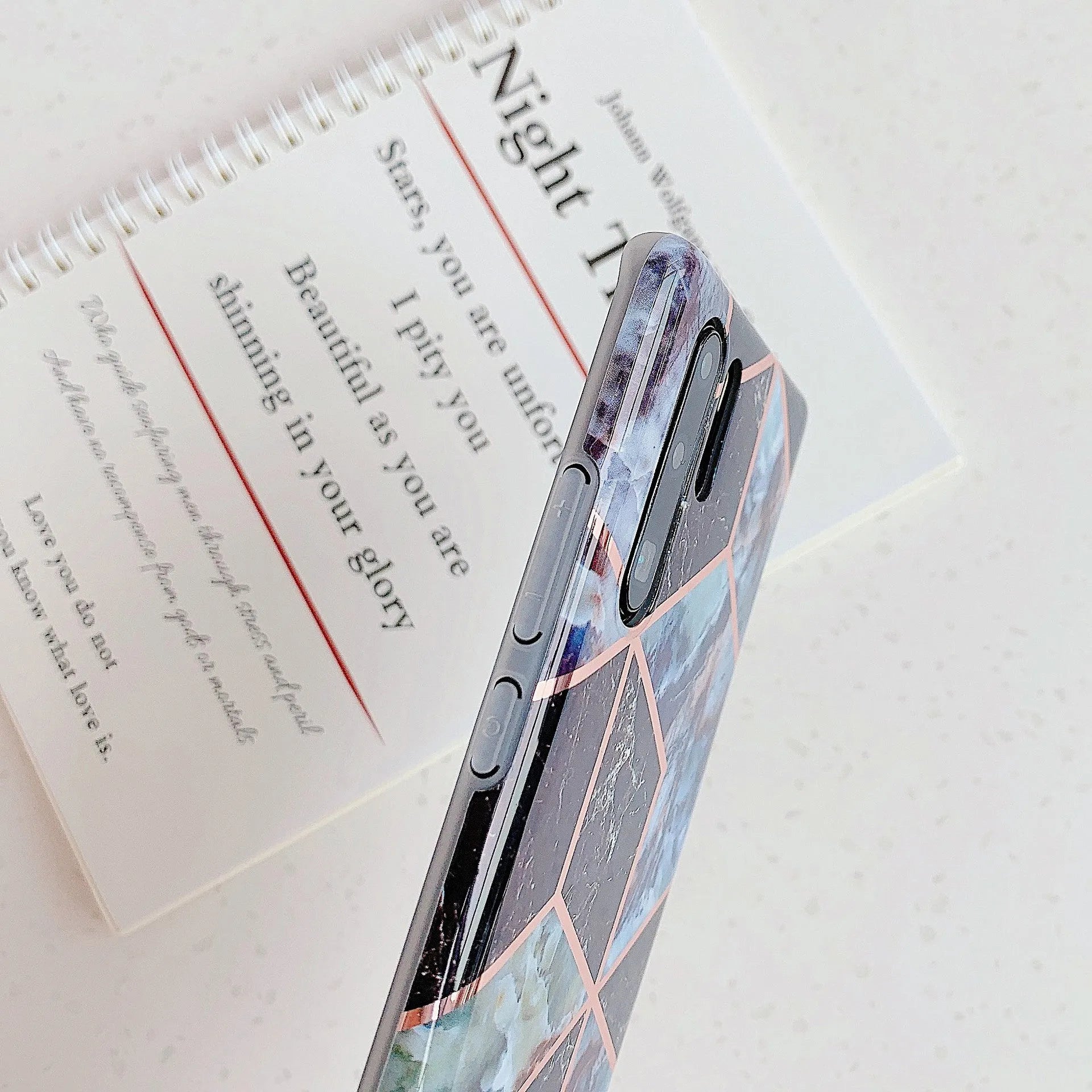 Electroplated marble mobile phone case in various colours for Huawei and Samsung smartphones