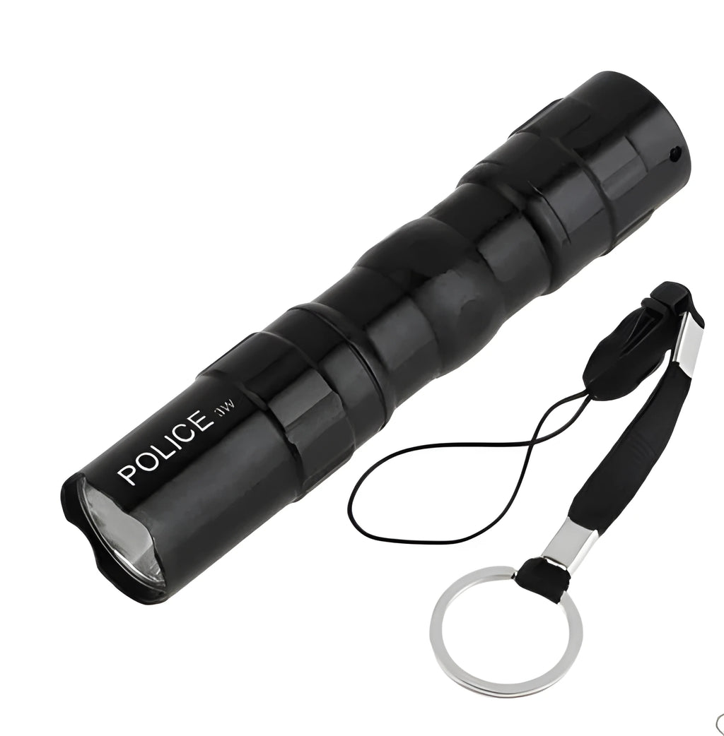 Black aluminium alloy LED mini flashlight with compact 9.5cm design