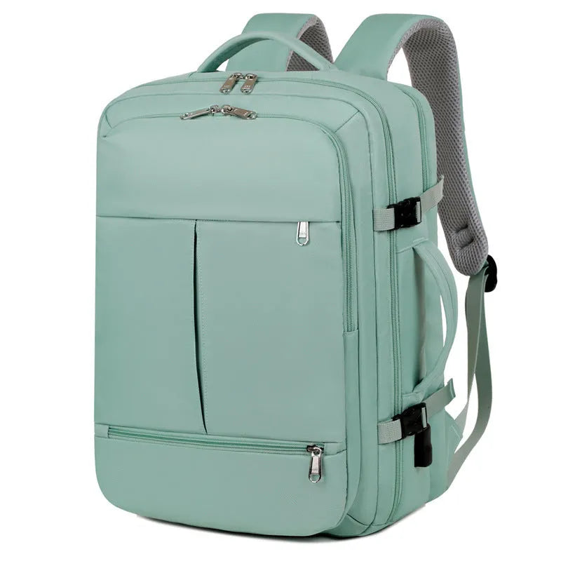 Large waterproof oxford cloth backpack with multiple pockets showing black colour option