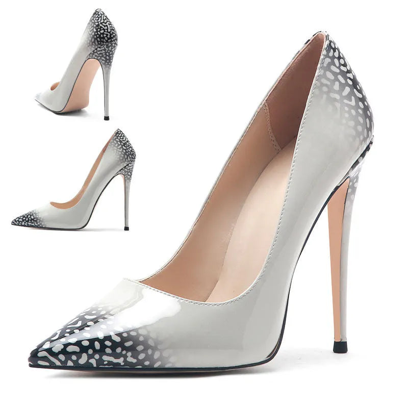 3D printed high heels in black grey with 12cm heel and non-slip rubber sole