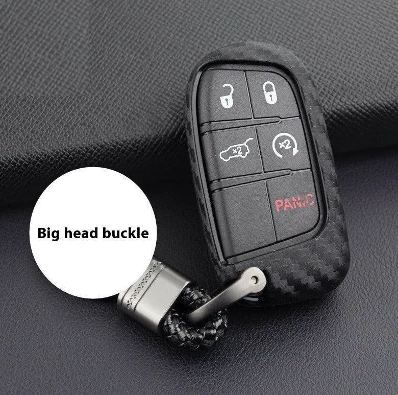 Silicone protective case for Dodge Chrysler Fiat car remote keys with carbon fibre design