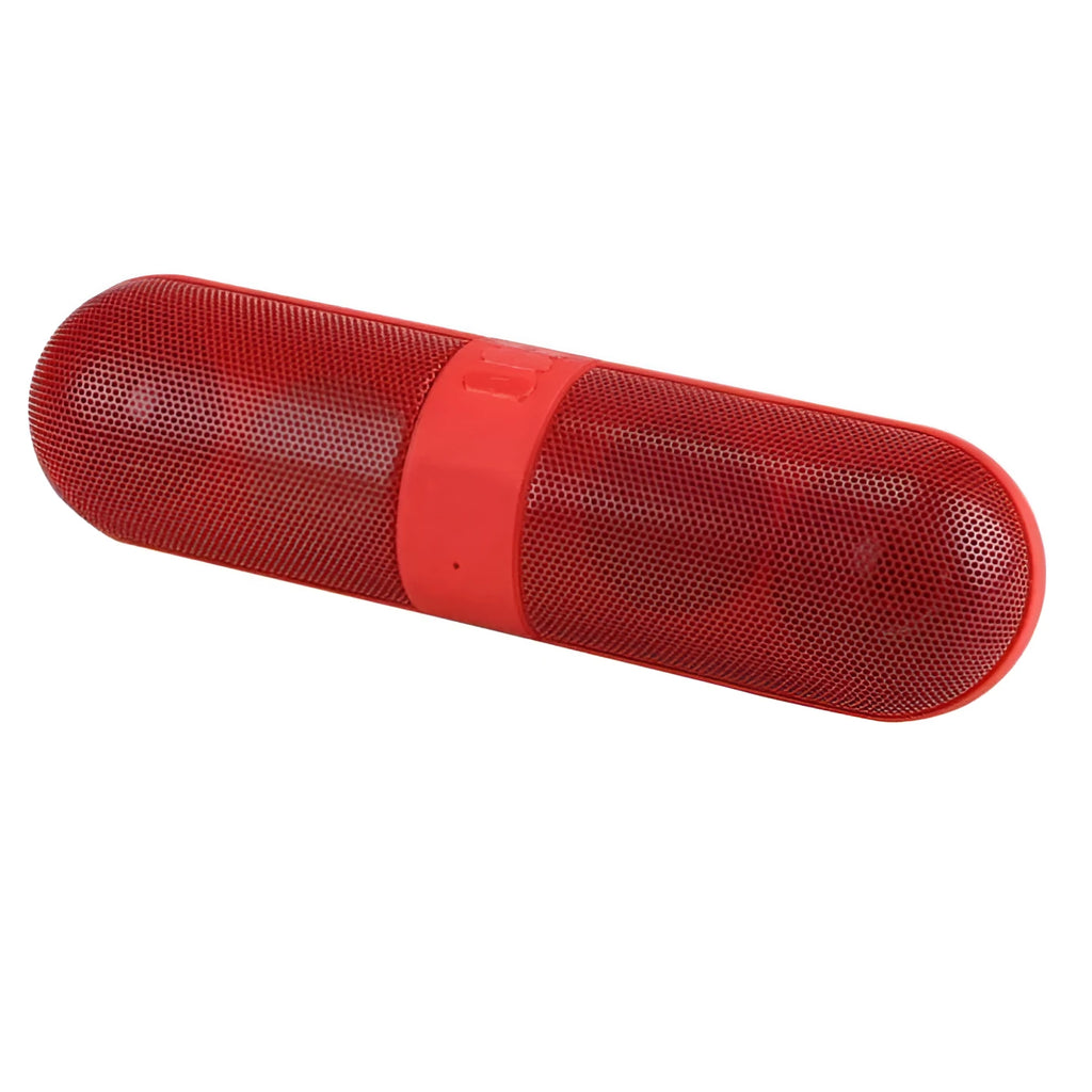 Blue plastic pill Bluetooth speaker with button controls and dustproof casing