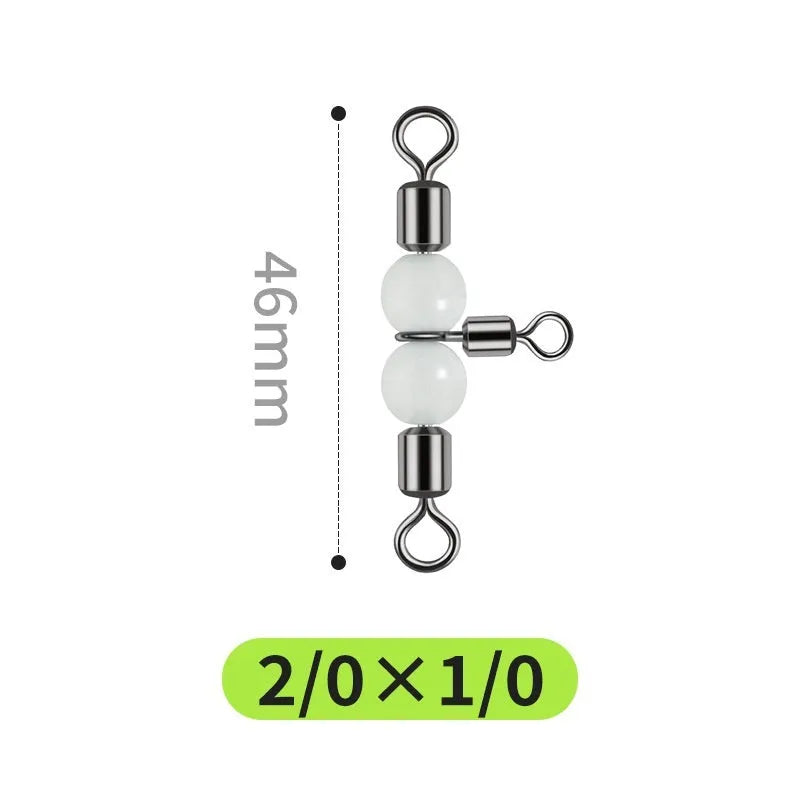 Copper luminous three-fork fishing swivel accessories in bulk pack of 10 for T-type balance fork systems