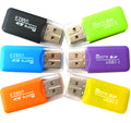 Mini USB TF card reader with built-in plug, 16 GB micro SD card, and SD adapter