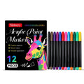 Set of 12 acrylic paint markers with fine bullet tips for multi-surface art on canvas, wood, glass, metal, plastic and fabric