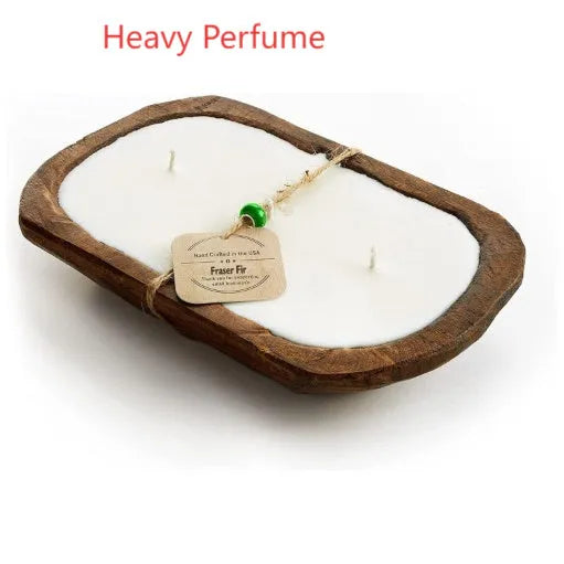 Wooden basin soy wax aromatherapy candle with triple wick and lavender scent option