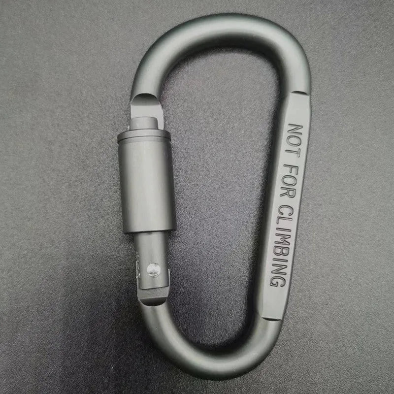 Aluminium D-type locking carabiner with 8cm flat profile in bright colour options