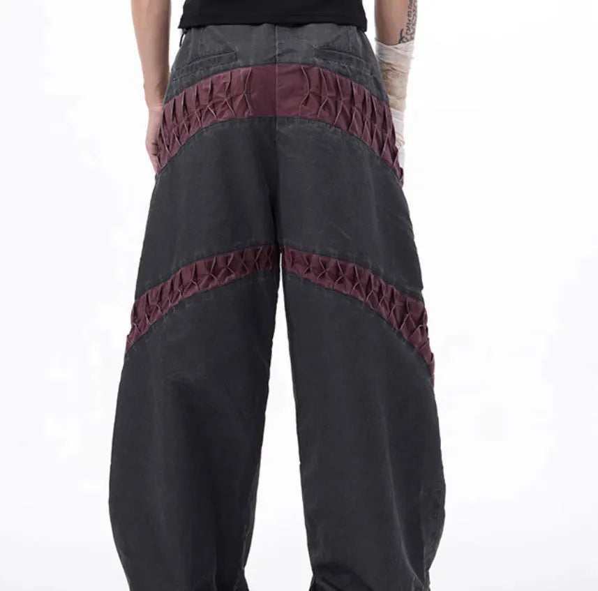 Retro three-dimensional keel casual sports pants in solid colour rayon viscose fabric