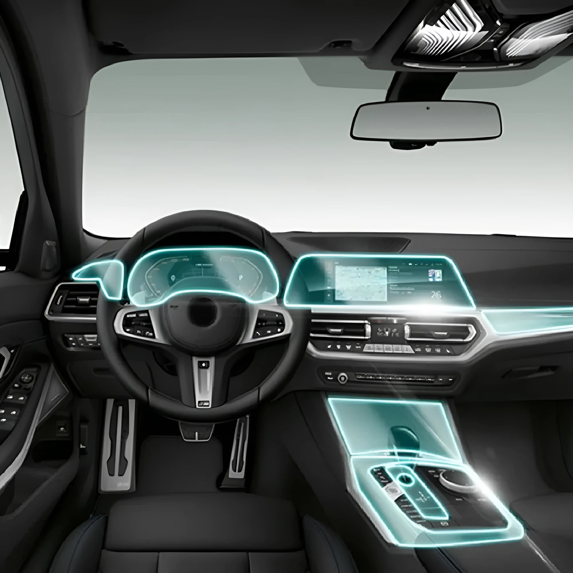 Transparent TPU protective film for BMW 3 Series interior central console and gear lever