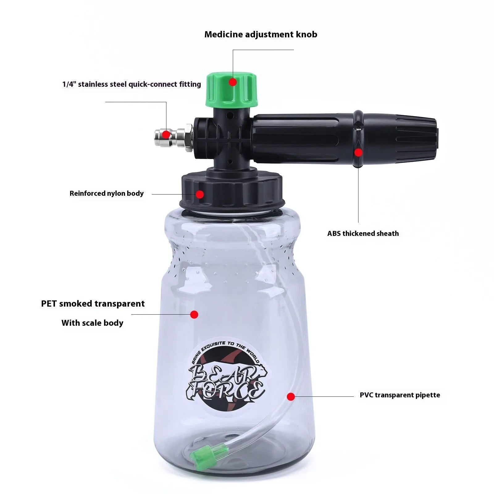 Small Green Hats economical high pressure car washing bubble watering can with ABS head and copper spray core