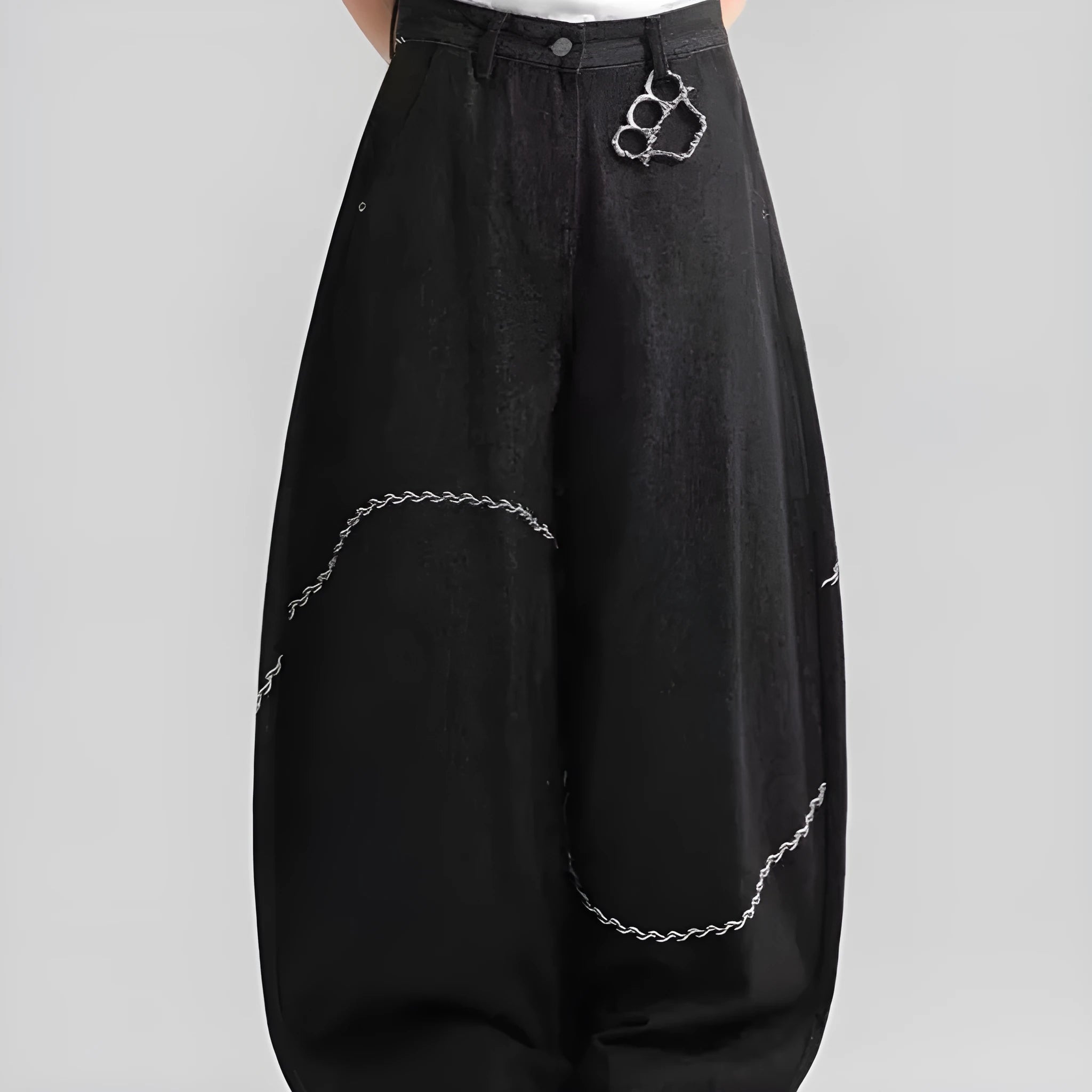Black straight-leg jeans trousers with mid waist and zip fly in micro-elastic polyester denim fabric