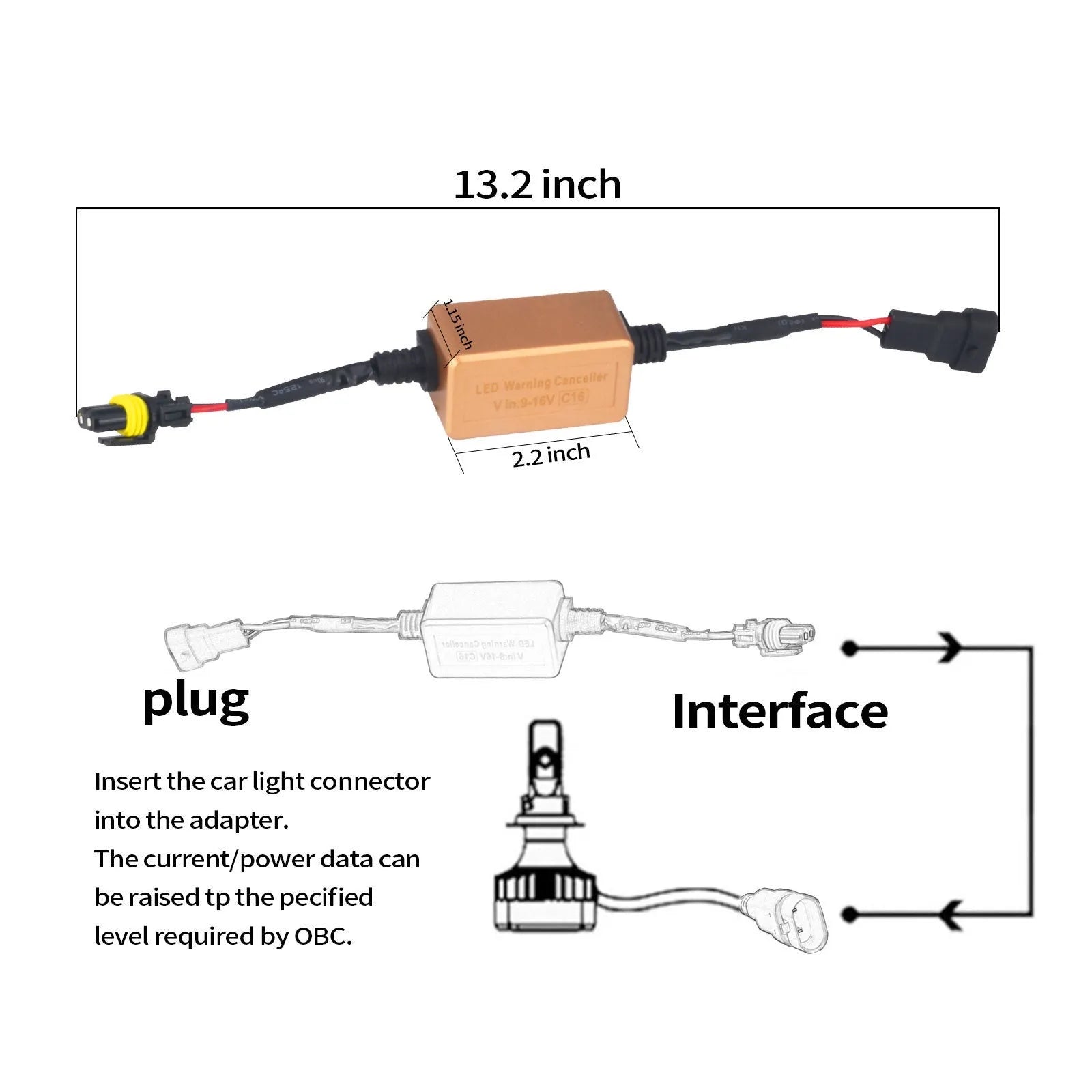Black alloy H4 H7 H11 LED car headlight Canbus decoder for plug and play installation