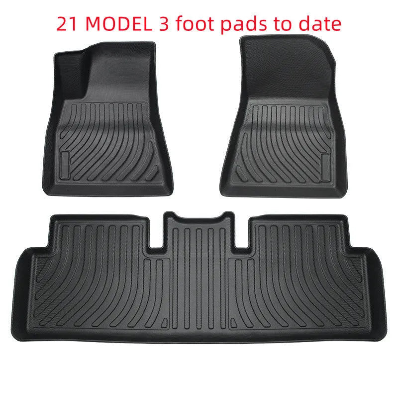 Rubber car floor mat for Tesla vehicles with TPE footrest section
