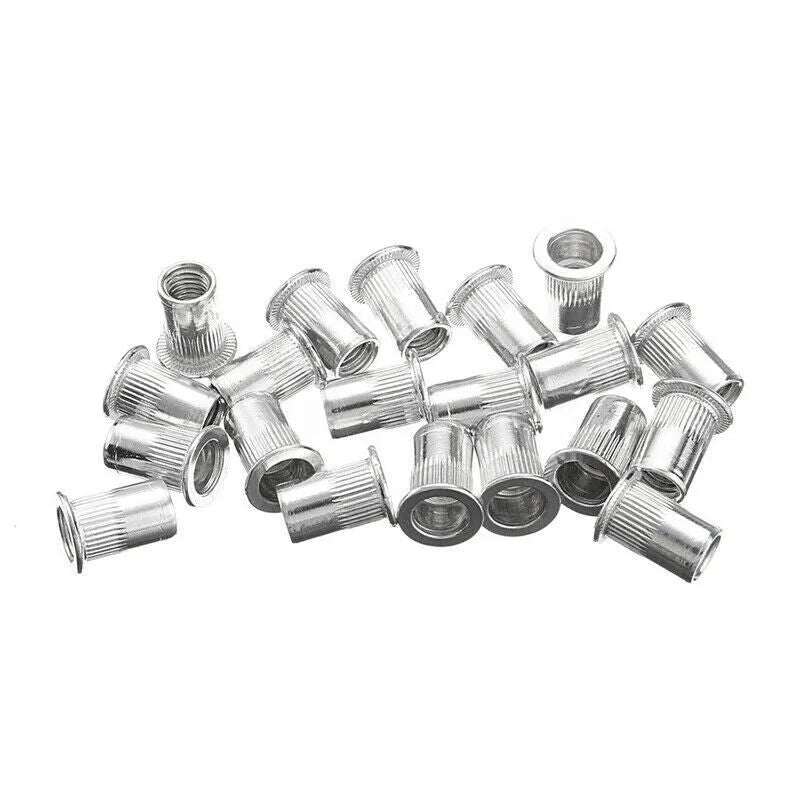 Manual riveter nut set with alloy steel construction in 86pc or 106pc kit options
