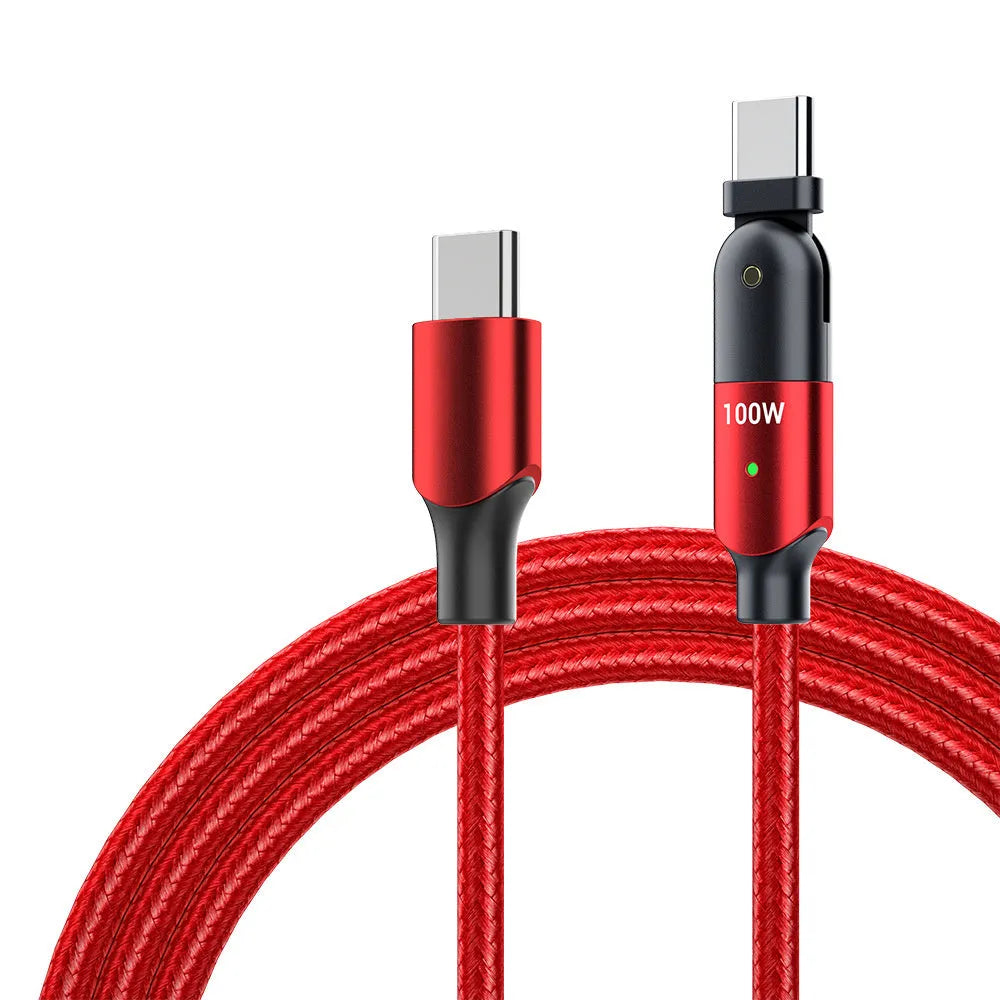 Black USB C car charger data cable with Type-C connector, 1.2m length, 100W power rating