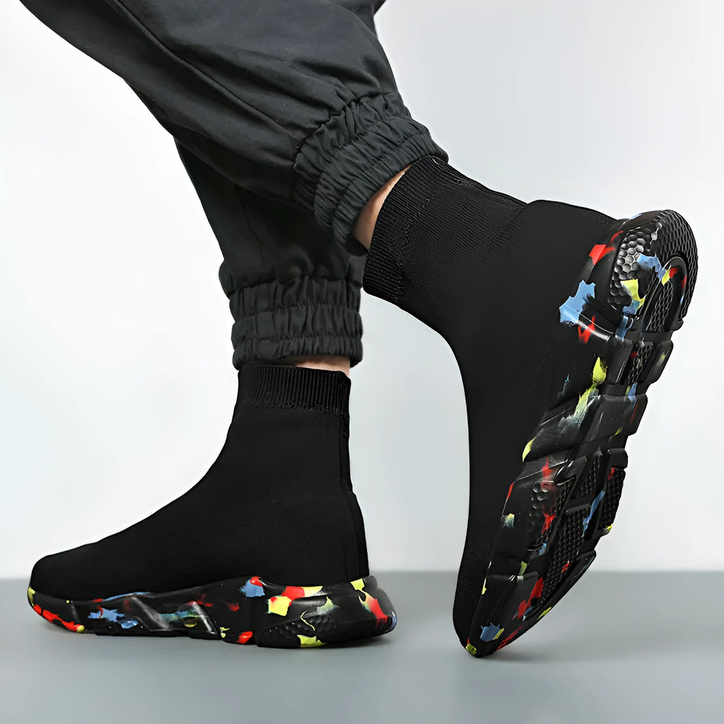 Old Beijing cloth shoes for women sheep suede elastic sock-style slip-on in black