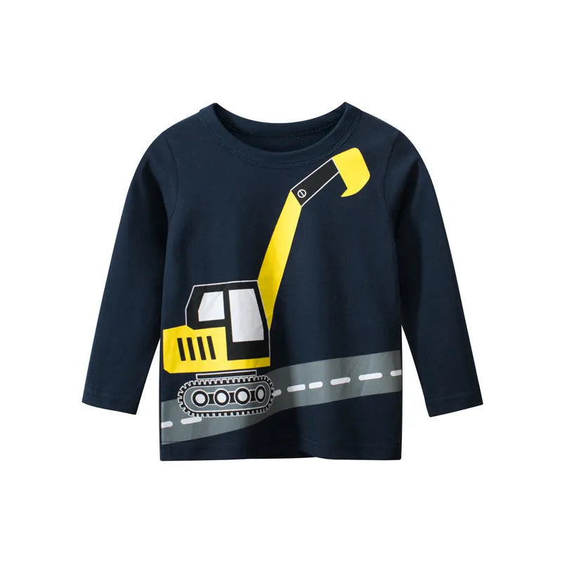 Blue long sleeve T-shirt baby clothes 100% cotton size 90-140cm