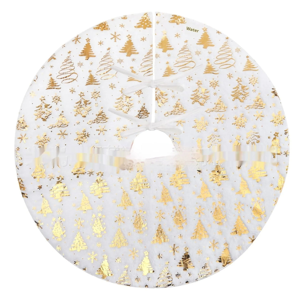 Plush Christmas tree decorative floor mat in snowflake star design showing soft textile surface