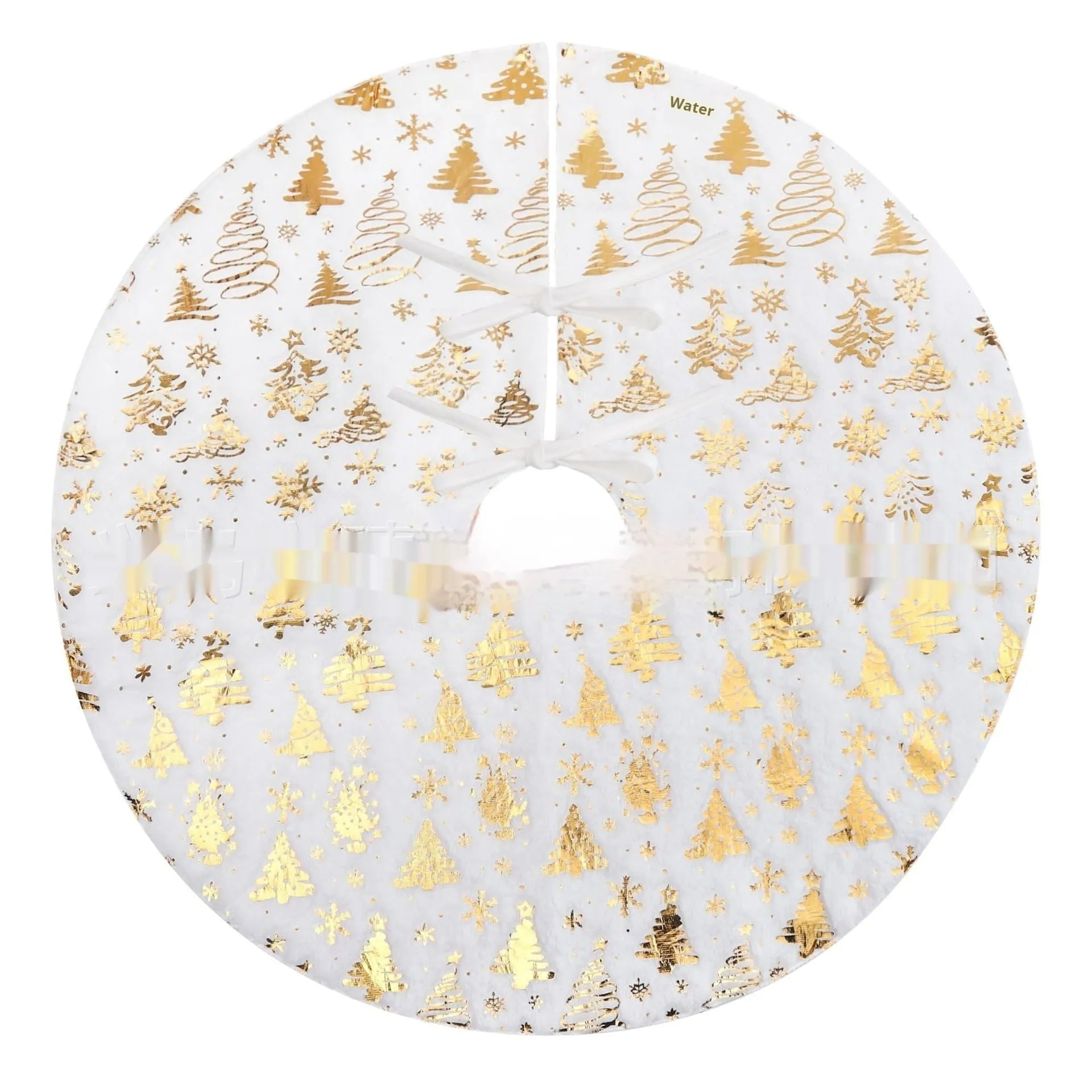 Plush Christmas tree decorative floor mat in snowflake star design showing soft textile surface