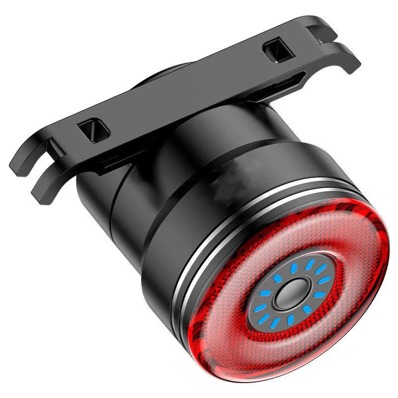 Black USB rechargeable smart brake sensing bicycle taillight with aluminium alloy housing