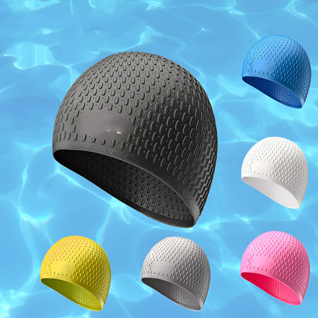 Silicone swimming cap for adult swimming in solid colours including Tiffany Blue and Cherry Blossom Pink
