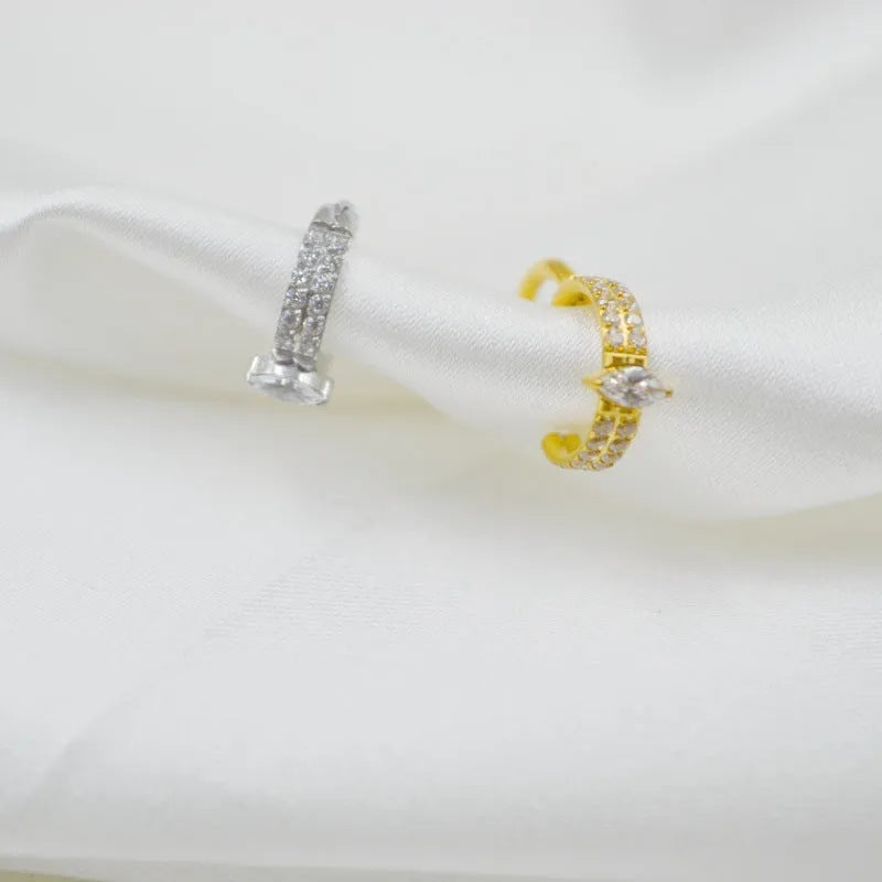Ladies' heart-shaped zircon earrings in 316 titanium steel with diamond treatment