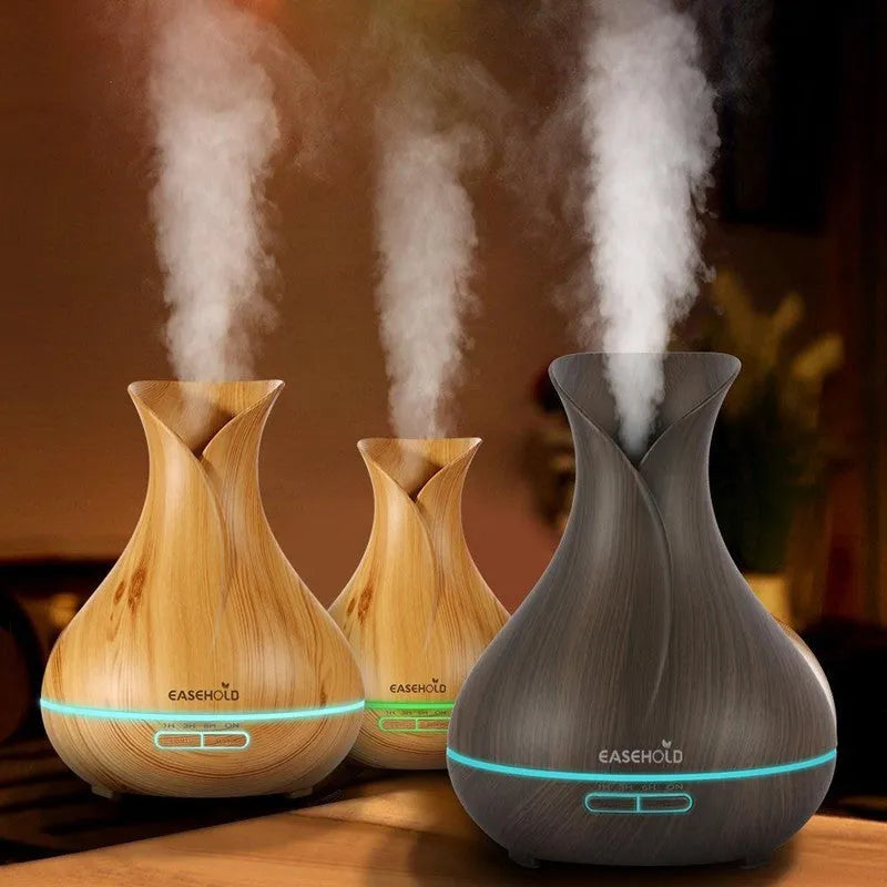 Simplicity 400ml ultrasonic essential oil diffuser with 7 colour LED lights in dark wood finish
