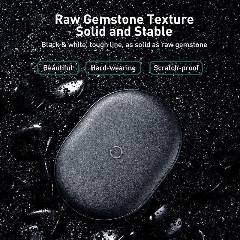 Baseus 15W wireless charging pad for mobile phones in black or white with textured surface