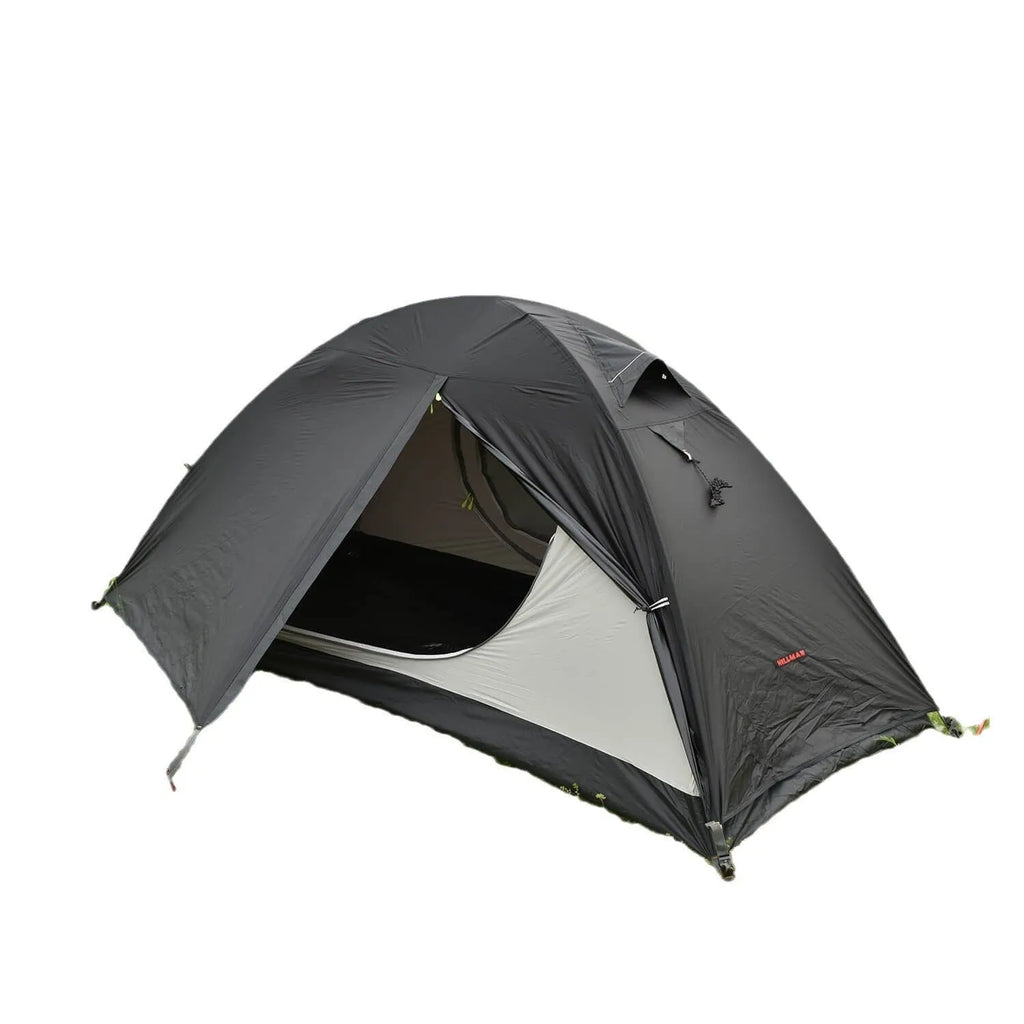 Single person backpacking tent with aluminium poles shown in a red colour option, pitched outdoors.