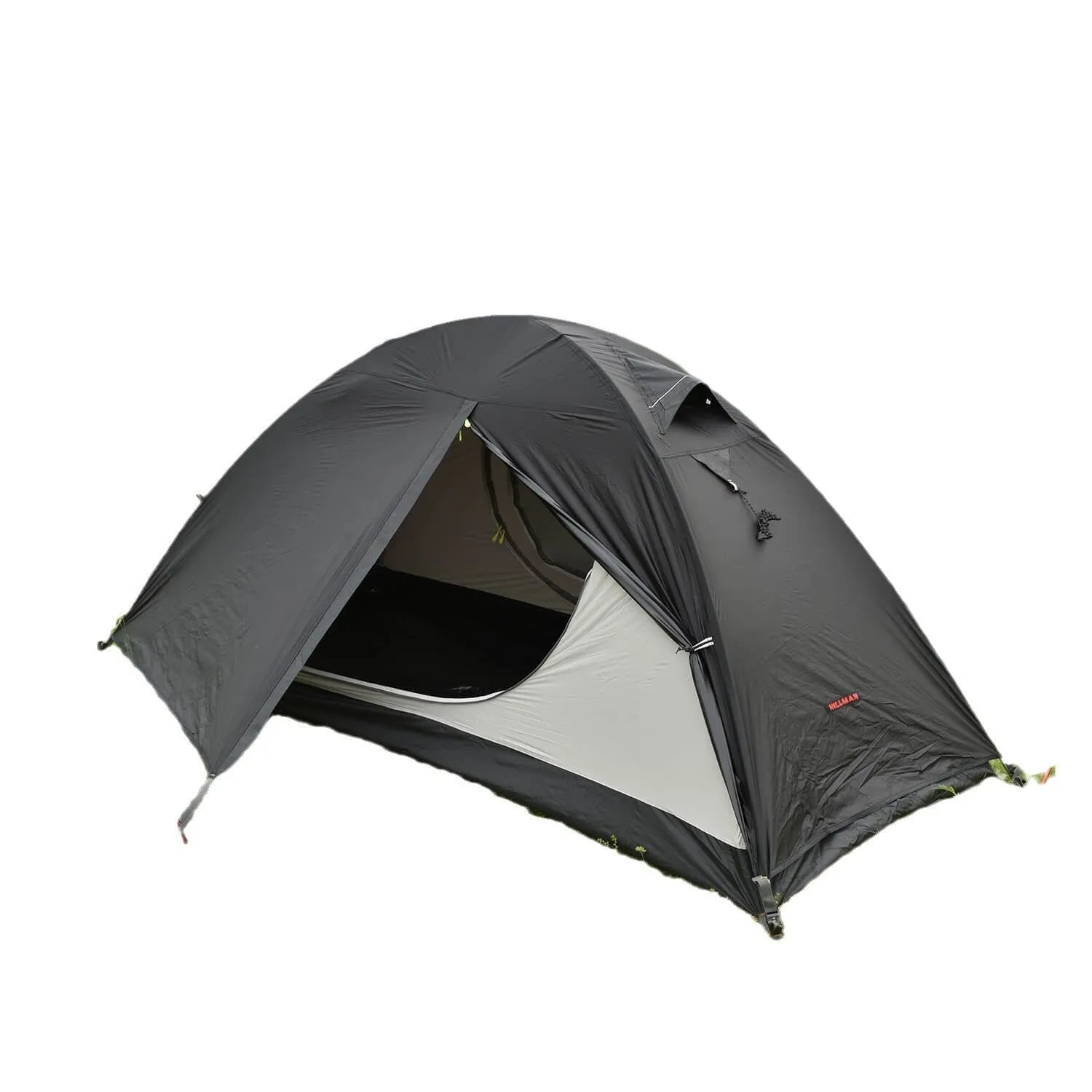 Single person backpacking tent with aluminium poles shown in a red colour option, pitched outdoors.