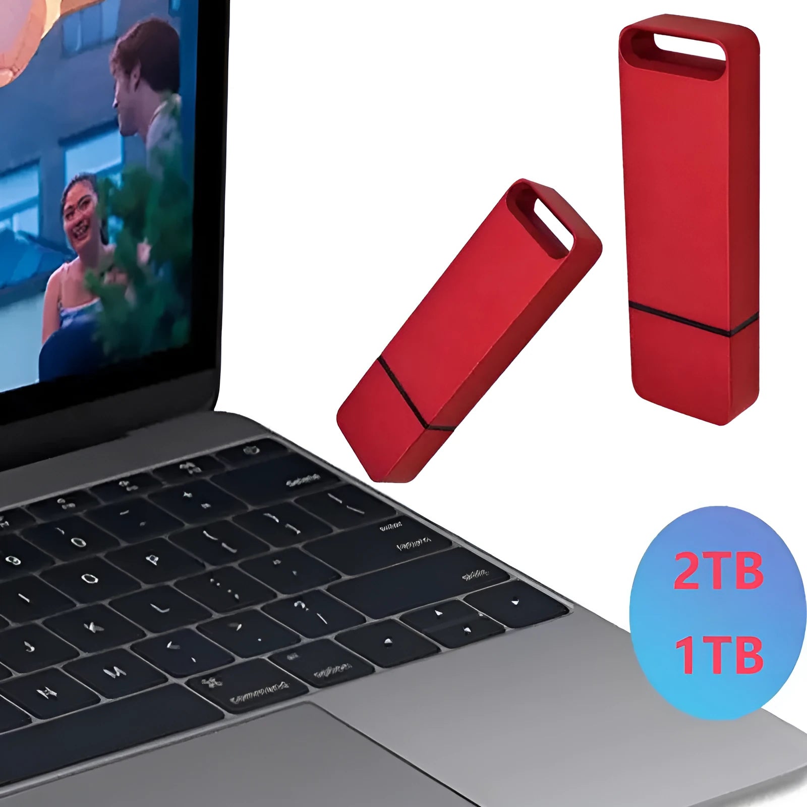 Customisable metal USB flash drive in black, red, or silver with large storage capacity.