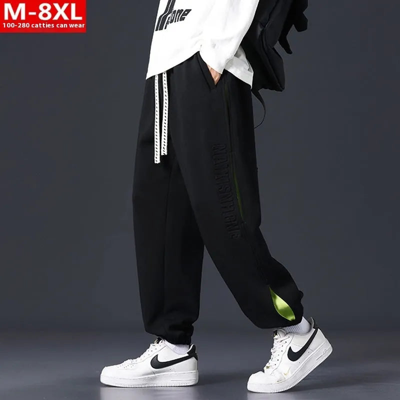 Men's cotton trousers with stitching printing design and banded ankle styling in multiple colour options