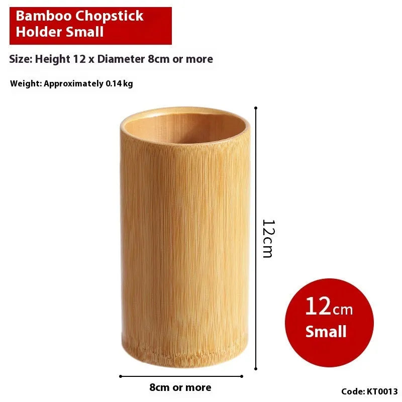 Bamboo chopsticks holder with portable design showing multiple size options for utensil storage