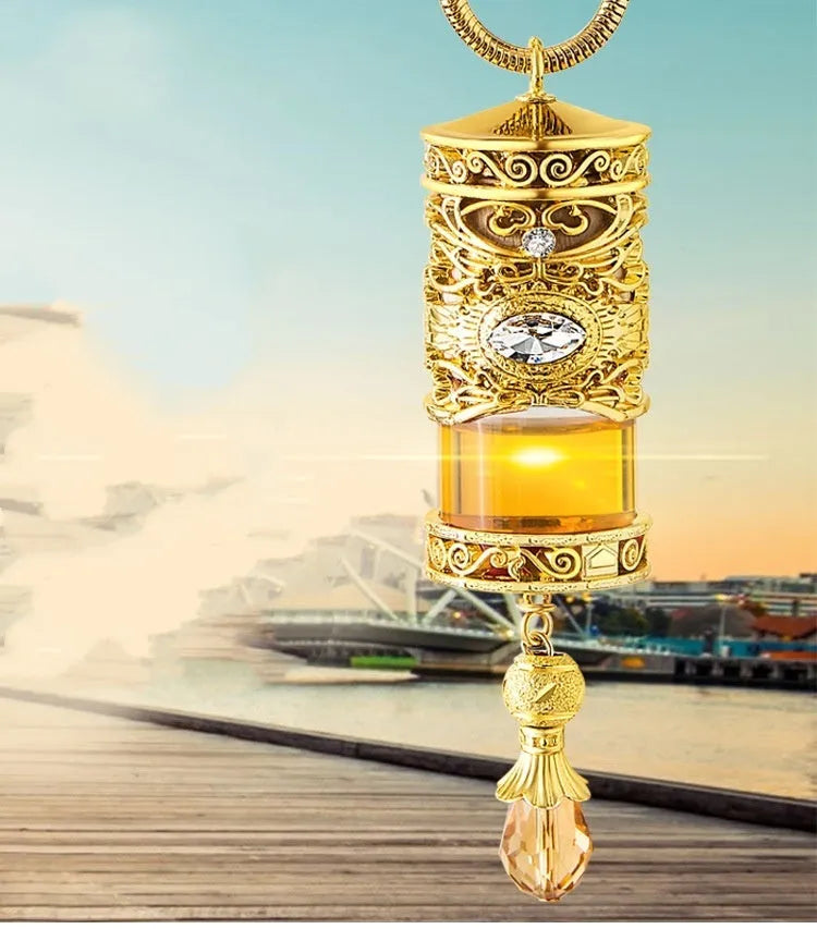 Alloy car suspension hanging pendant cylindrical shape with aroma function, Golden Magic or Silver Magic finish