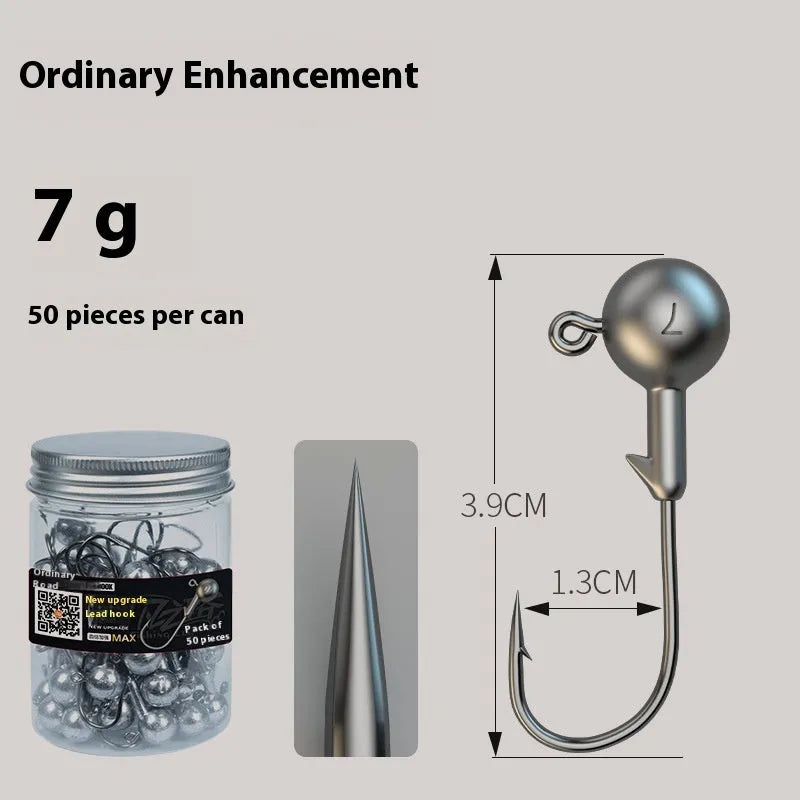 Set of 50 steel jig hooks with four-times strengthened construction and primary colour finish