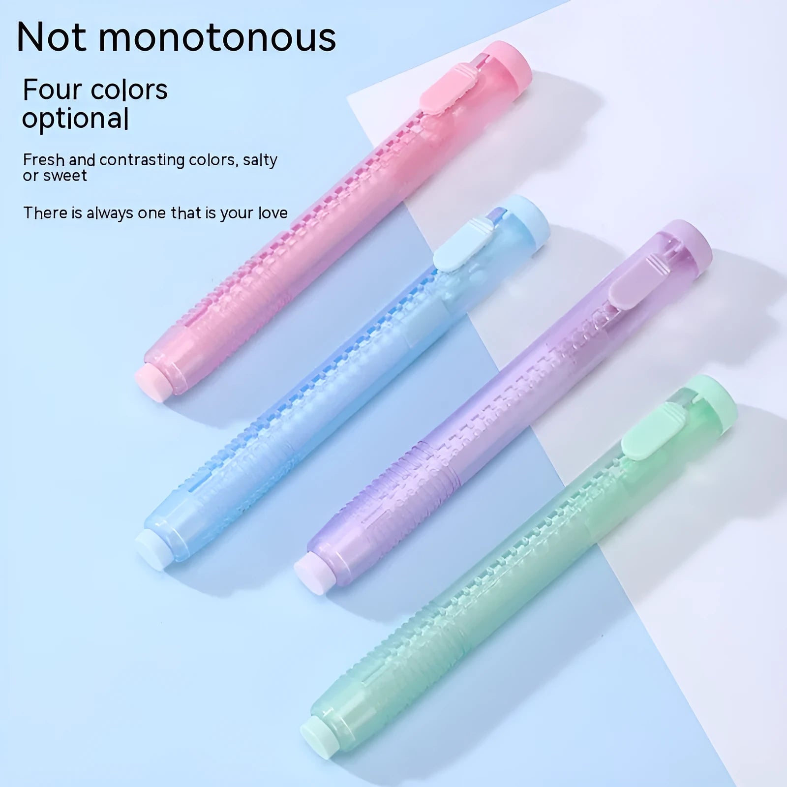 Push-type traceless automatic eraser for children in four colour options