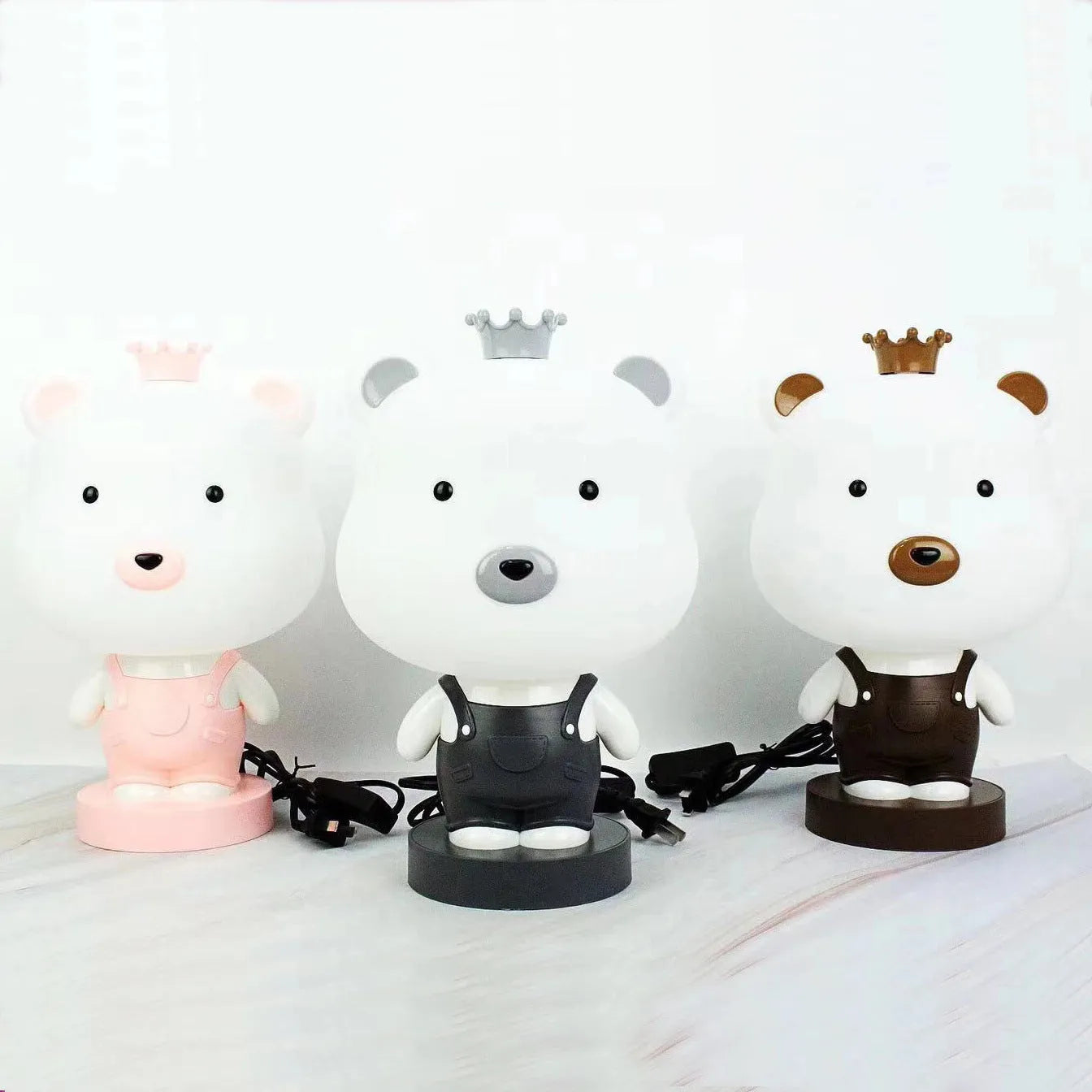 Cartoon animal table lamp in Bear, Cattle, Rabbit, or Tiger design with LED light