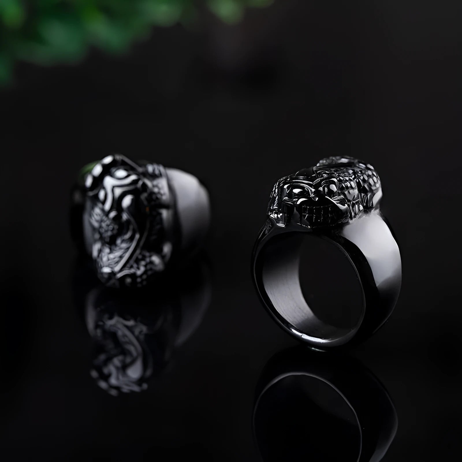 Natural gold sheen obsidian pixiu men's thumb ring alloy band size No19