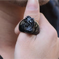 Natural gold sheen obsidian pixiu men's thumb ring alloy band size No19